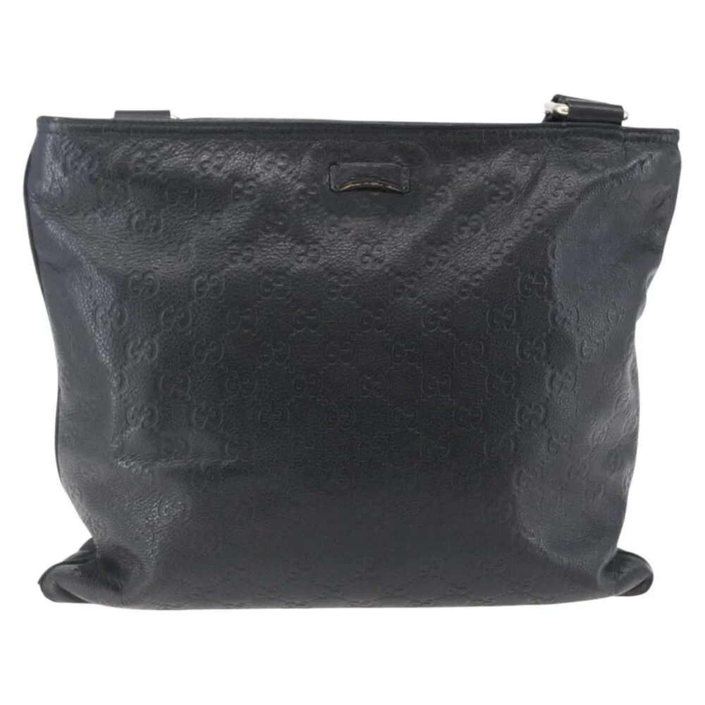 Authentic GUCCI GG Canvas Guccissima Shoulder Bag Leather Black Gold 201446 - Picture 5 of 16